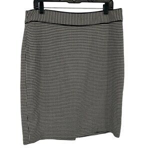 Banana Republic Womens Houndstooth Pencil Skirt Size 12 Black White Wool Blend O
